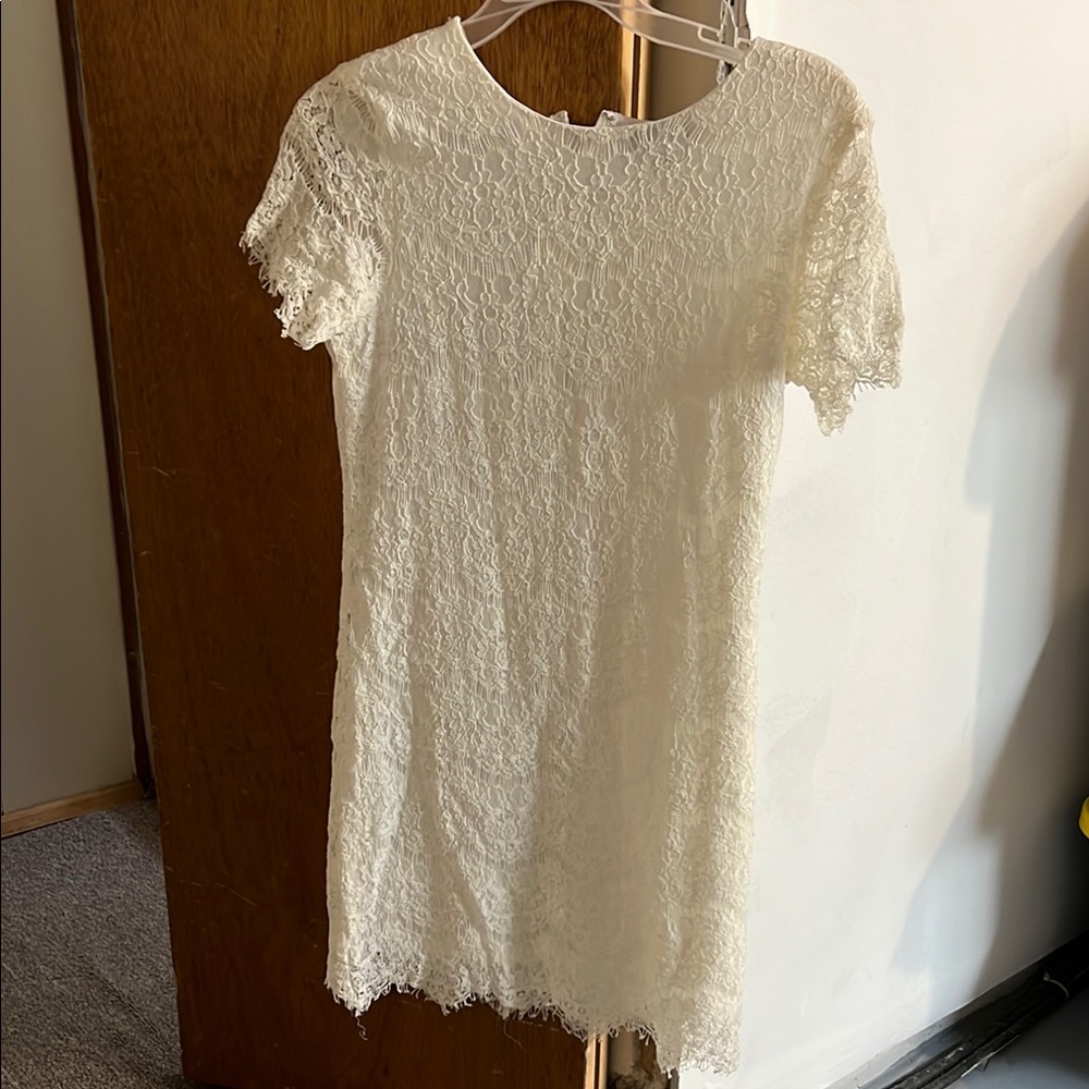 Elegant Lace White Mini Dress